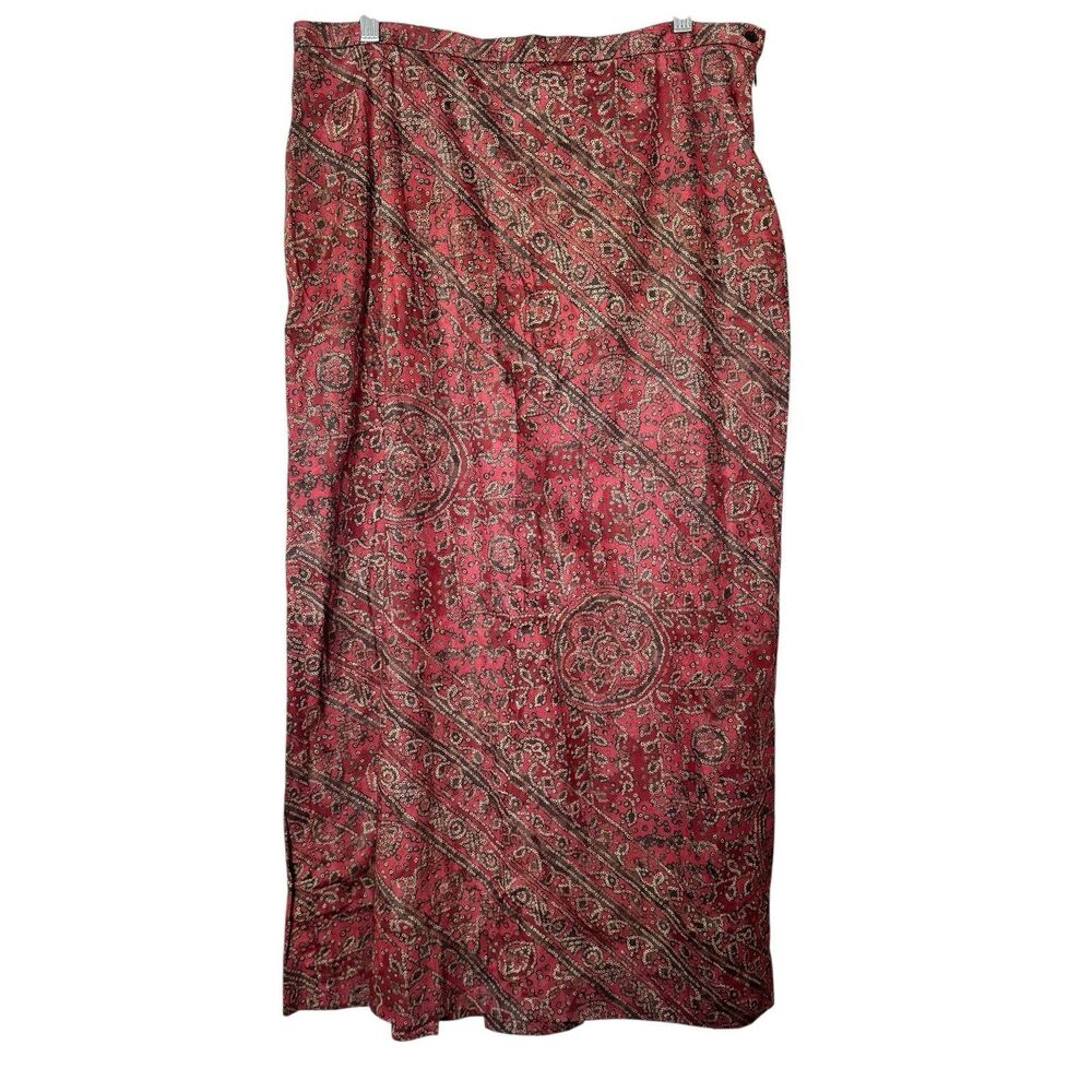 Peruvian Connection Skirt Size 16 Pima Cotton Peru Shibori Box Pleat Maxi Print